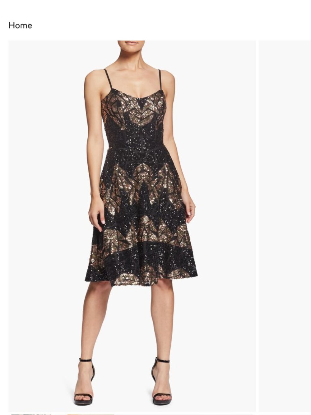 DRESS THE POPULATION Womens Black and gold Nikki Geometric Sequin Dress Size L.